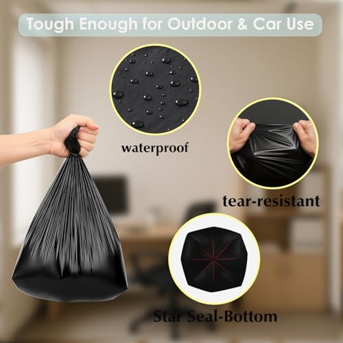 Image of Teivio Black Trash Bags for Mini Car Trash Can, 250 Count 0.5 Gallon Portable Small Disposable Car Garbage Bags,Cars Accessories, Plastic Desktop Trash Bin Liners for Cars /Home /Office /Dog /Poop