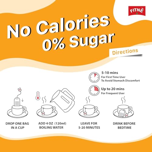 FITNE Chrysanthemum Herbal Tea with Senna Infusion - Smooth & Mild Soothing Beverage - Natural Gentle Detox Cleanse - Caffeine-Free, Zero Calories, 15 Tea Bags