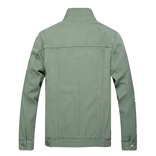 Image of LZLER Men's Denim Jackets Distressed Destroyed Classic Vintage Slim Fit Ripped Fashion Trendy Trucker Jean Jackets