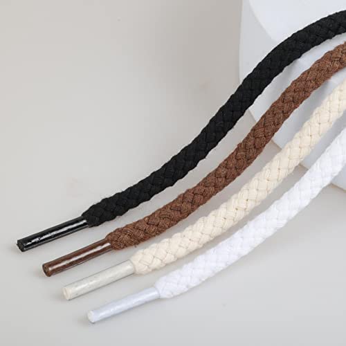 Handshop 2 Pairs Round Rope Shoelaces Thick Cotton Solid Shoe Laces For Men Women Sneakers Shoestrings Beige 100Cm(5Mm) #TOP4