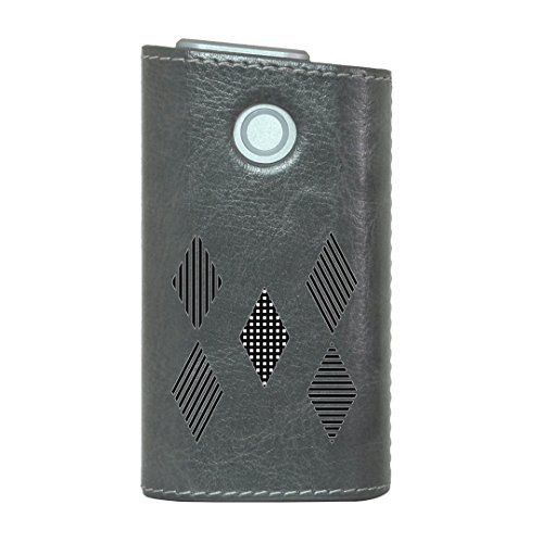 glo グロー グロウ 専用 レザーケース レザーカバー タバコ ケース カバー 合皮 ハードケース カバー 収納 デザイン 革 皮 GRAY グレー ダイア ボーダー モノトーン 012435