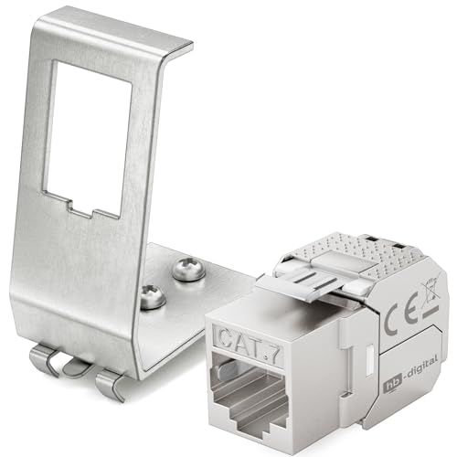 hb-digital 1 modulo Keystone CAT 7 RJ45 femmina STP 10 Gbps – senza attrezzi LSA – con 1 porta 1 35 mm DIN Rail metallo adattatore guida guida Keystone supporto Ethernet LAN switch