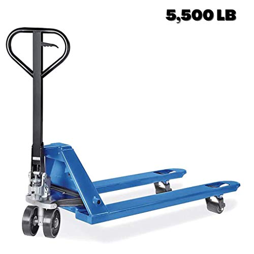 Ez Supply Pallet Jack 5500Lbs Lift Capacity | Pallet Forks Size 48X27 Inches | Polyurethane Pallet Jack & Lift Truck Wheels With Hydraulic Pump Included, Blue #TOP1