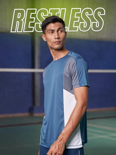 Image of FitMonkey Sports Breathable Crew Neck Dry Fit T Shirt | Regular Fit Cut & Sew T Shirt for Men |Sport T Shirt for Men |Quick Dry Technology with Moisture Control |Lightweight