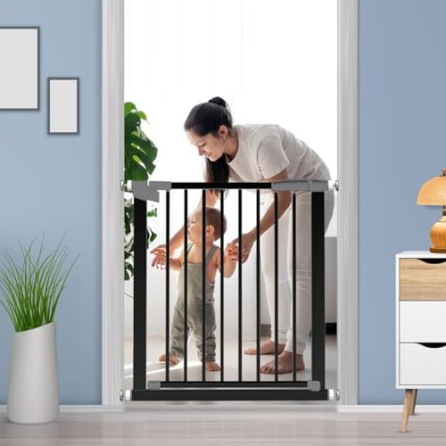 Image of StarAndDaisy Baby Safety Gate for Kids /Gate for Stairs Kids Safety with Two Way Auto Close, No Drill Required Retractable Staircase Gate Baby Safety with Adjustable Linkage Lock.