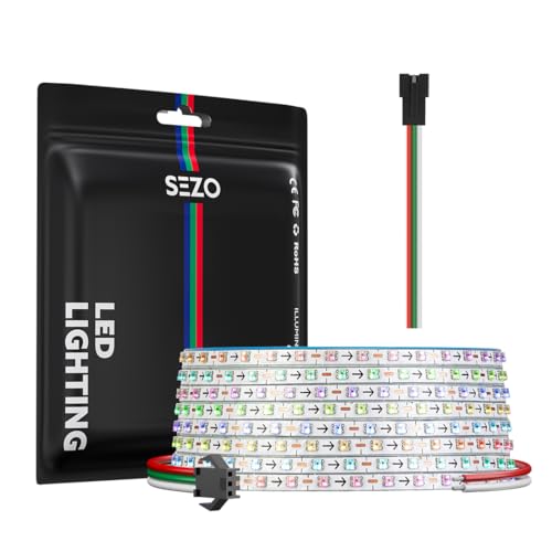 Image of SEZO WS2812B IC RGB LED Strip 160 Pixels /m 2.7mm Width Ultra Narrow Individually Addressable RGB Light 0807SMD Dream Full Color Flexible Tape 13.1ft IP30 DC5V(No Adapter or Controller)