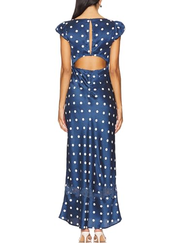 Image of Women Sexy Lace Patchwork Mesh Dress Floral Print Cutout Sweetheart Neck Backless Slit Summer Maxi Dress