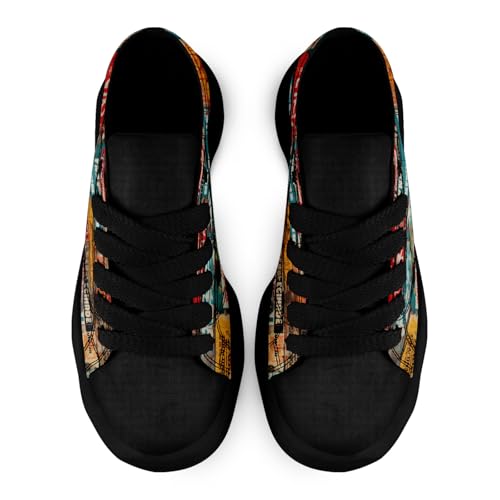 Mens Graffiti Canvas Sneakers Colorful Casual Low Top Lace-Up Canvas Shoes for Women Abstract Street Art Design2