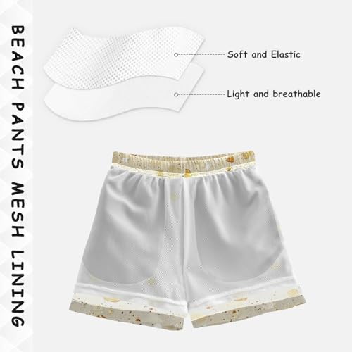 Pigsaly Boys Swim Trunks Yellow Cream Gradient Flashing Glitter Boys Board Shorts Swimsuit Swimwear Summer Bathing Suit S4
