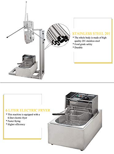 CGOLDENWALL Edelstahl-Churro-Maschine mit Zylinder aus 3 l Material Churrera mit elektrischer Fritteuse 6 l Churro Maker… – Bild 3