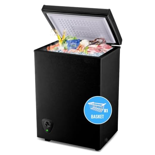 Chest Freezer WANAI Deep Freezer 5.0 Cu. Ft Black Small Chest Freezers with Storage Basket Top Open Door Mini Compact Freezer 7 Temperature Control for Home Garage Apartment Kitchen Office