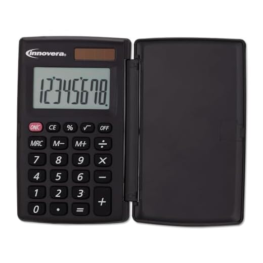 Innovera 15921 Pocket Calculator with Hard Shell Flip Cover, 8-Digit LCD