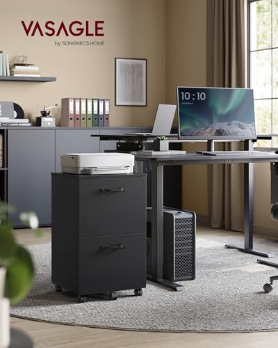 Vasagle 2-Drawer Filing Cabinet, Mobile File Cabinet For Home Office, Small Rolling Filing Cabinet, Printer Stand, For A4, Letter-Size Files, Hanging File Folders, Matte Black OFC040B16 - 2