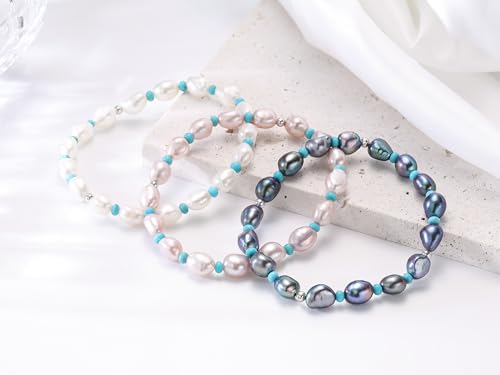 Freshwater Pearl Bracelets For Women White Beaded Stretch Bracelet 7 Inches - image 2