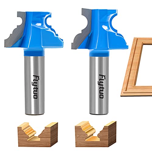 Image of 2PCS Bullnose Router Bits Set 1 /2 Shank, Architectural Molding Router Bit Set, Corner Rounding Edge-Forming Roundover Beading Router Bits for Woodworking Milling Tools