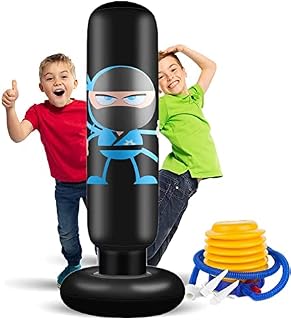 EIVONDA Punching Bag for Kids 160cm Inflatable Ninja Boxing Bag with Air Pump Kids Punching Bags for Practicing MMA Karate Taekwondo and to Relieve Pent Up Energy in Kids