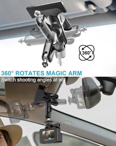 Soporte de cámara para visera de coche, abrazadera 360 y rosca 1/4 para Insta360 3