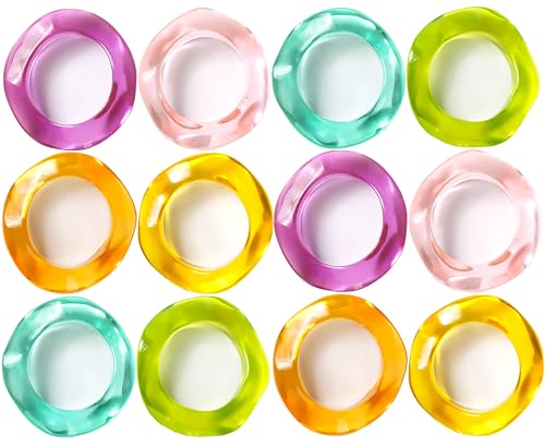 CLEENTABLE Epoxy Resin Spring Napkin Rings Set of 12 -