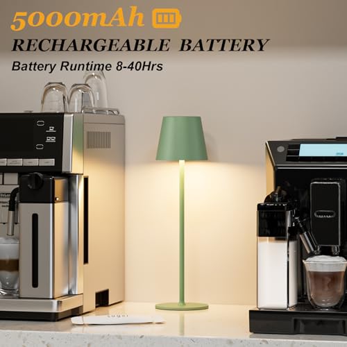Image of Kakanuo Cordless Table Lamp Rechargeable Green - KK 2 Pack 5000mAH Battery Operated Lamp for Dining Table, 3 Color Stepless Dimming Wireless Lamp for Counter, Outdoor Patio, Touch Control