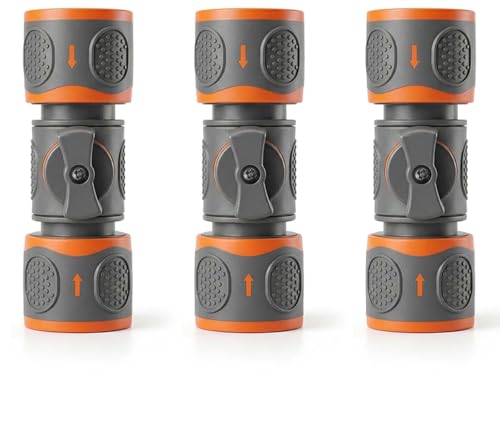 SLIAXINT 3 Piezas Conector de Manguera con Válvula Reguladora Acoplamiento Rápido Anti Fugas para Manguera de 1/2 y 3/4 Pulgadas Estándar Gardena Llave de Paso para Riego y Lavado de Coche