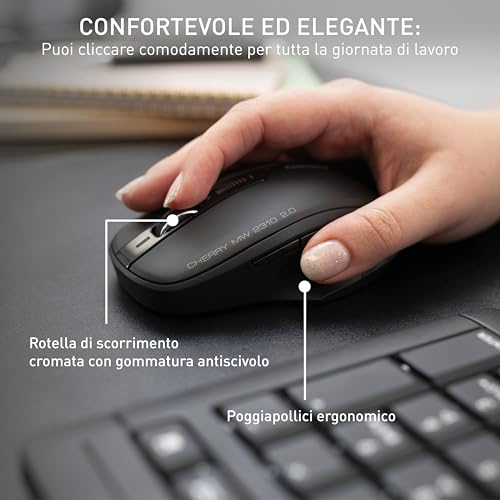 MW 2310 2.0, Mouse Wireless a 6 Tasti, 2,4 GHz RF con Portata di 10 m, Sensore Ottico e Interruttore DPI, Ricevitore USB Nano, Ambidestro, Nero - Mouse gaming - Immagine 2