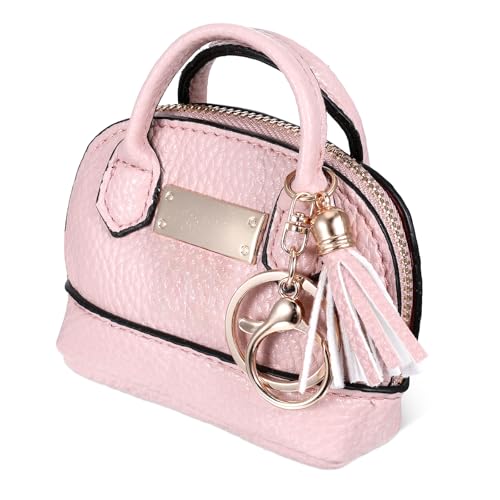 Mini Tasche Handtasche Klein Taschenanhänger Damen Schlüsselanhänger Tasche Süße Mini Münzbörse PU-Leder Taschenanhänger Geldbörse für Damen Dekoration und Aufbewahrung (Rosa)