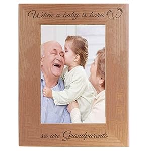 CustomGiftsNow When a Baby is Born so are Grandparents - Laser Engraved Natural Alder Wood Hanging/Tabletop Picture Memory Family Group New Baby Child Photo Wooden Frame (4x6-inch Vertical) CustomGiftsNow When a Baby is Born so are Grandparents Laser Engraved Natural Alder Wood HangingTabletop Picture Memory Family Group New Baby Child Photo Wooden Frame 4×6 inch Vertical