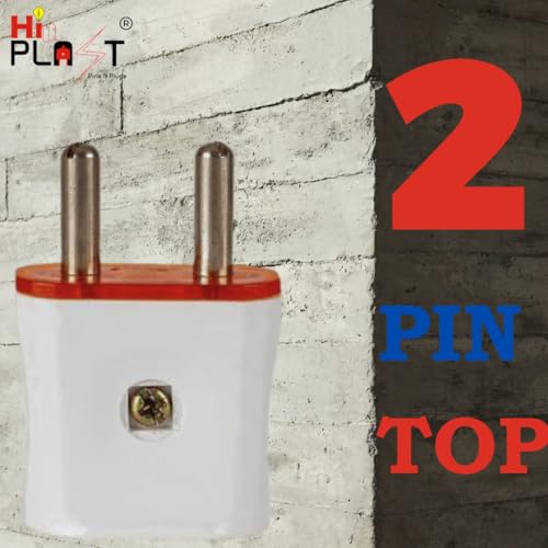 Hi-PLASST 6A 2 Pin Plastic Plug Top 240V Royal Male Plug for Fan Table, Mixers, Electric Choppers, Lights, LEDs, Air Coolers, etc. (7 cm, 3.5 cm, 2 cm) (Royal-2 Pin, 5.00)