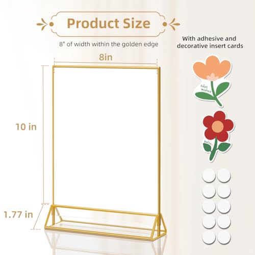 PPH-Sisy 8X10 Gold Frames Double Sided Acrylic Sign Holder Tabletop Picture Frames Vertical Display Stand for Photos Wedding School Home,Set of 6