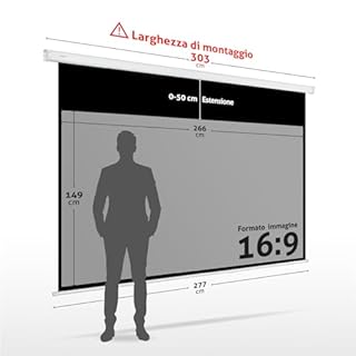 ESMART Professionale MIMOTO Schermo del motore per luce diurna GRIGIO 265x150 cm (120") 16:9 | Telecomando programmabile | Dello schermo di proiezione del proiettore elettrico per home cinema LCD LED
