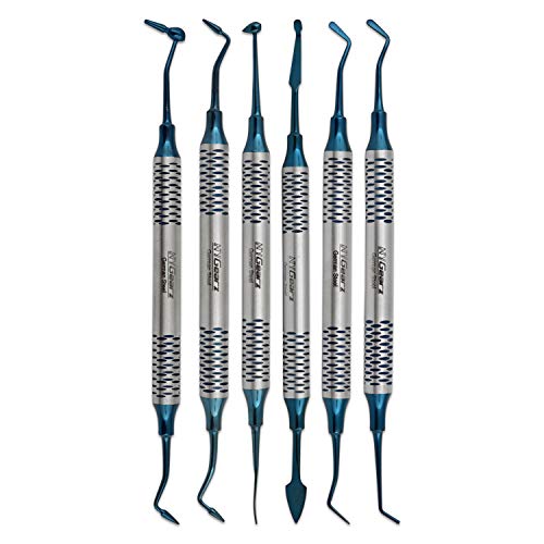 Nygearz Dental Composite Filling Instruments Professional Dental Filling Repair Kit Permanent Composite Dental Titanium Dental Blue Plasma Coated Tips Non Stick Restoration Smooth Tooth Filler 6 Pcs #TOP2