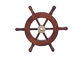 Hampton Nautical Deluxe Class Schiffsrad aus Holz und Messing, 15,2 cm (6 Zoll), nautische Geschenke