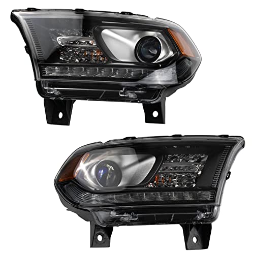 TRQ 2 Piece Headlight Assembly Set Driver & Passenger Side Compatible with Dodge Durango 2014-2015 CH2502304 CH2503304 55112968AG 55112968AI 55112969AG 55112969AI