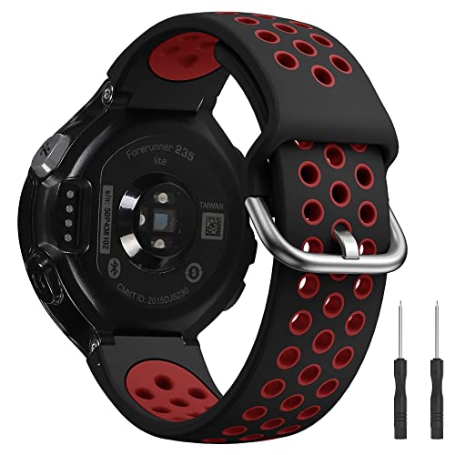 Bracelet Garmin Forerunner 235 en silicone souple noir et rouge pour montre de sport