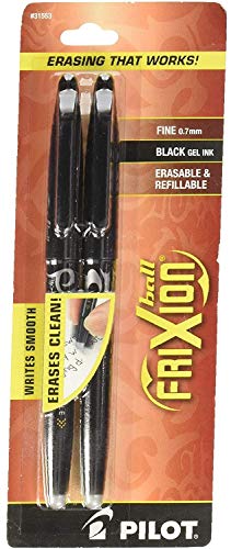 Image of FriXion Ball Erasable & Refillable Gel Ink Stick Pens, Fine Point, Black Ink, 2-Pack - 1