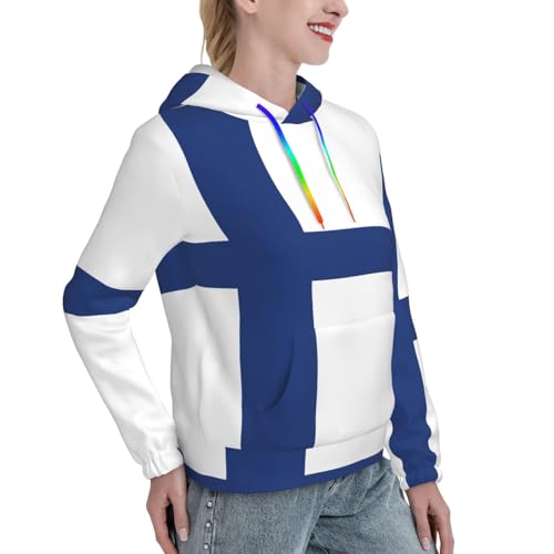 Sweatshirt drapeau finlandais pour femme pull extensible