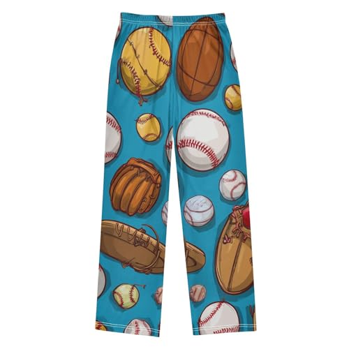 ZZXXB Baseball Pattern Boys Long Pants Soft Trousers Elastic Waist Kids Lounge Bottoms with Pockets S-XL2