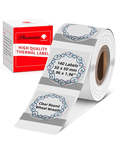 1.96"X1.96" Memoking Clear Sticker Paper For M200 M220 M120 M110 M221 Label Printer - Flower Border - Black On Transparent Thermal Label Compatible With Phomemo M110 Labels Printer - 140 Labels #TOP20