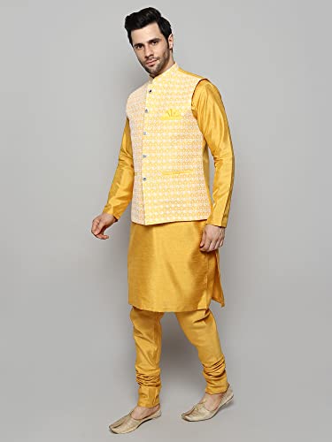 Image of Uri and MacKenzie Men's Silk Blend Kurta Pajama with Designer Ethnic Nehru Jacket /Modi Jacket