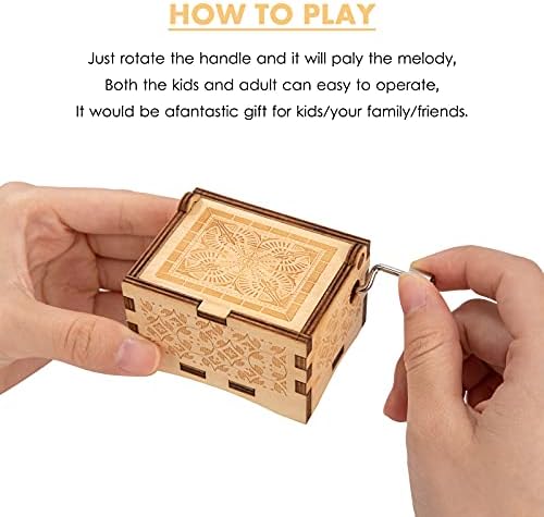 Heveer Music Box Wooden Hand Crank Music Boxes You are My Sunshine Musical Box Gift for Birthday Christmas Valentine's Day Home Decoration Crafts, Natural