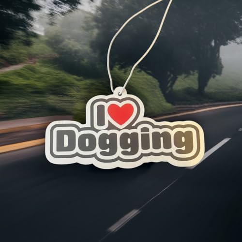 I Love Dog ging Funny Car Air Freshener Hanging Pendant Grey and Red Design joke gift