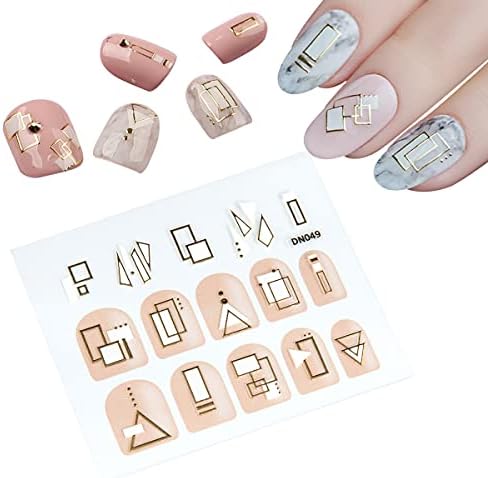 ANGALAXY Geometric Nail Stickers Gorgeous Shine Shimmer 3D DIY Self Adhesive Colorful Manicure Nail Art Decals for Young Women Fashion Ladies Multiple Classy Luxury Designs to Choose