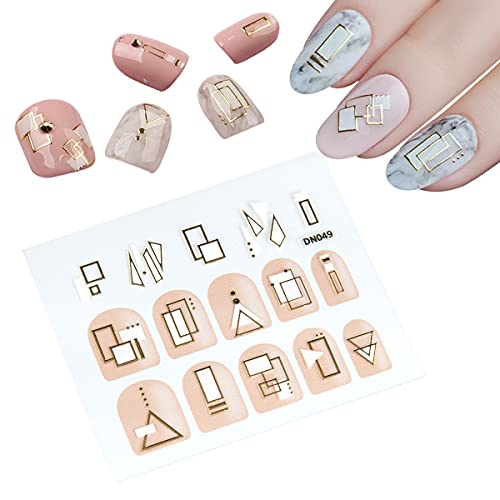 Angalaxy Geometric Nail Stickers Gorgeous Shine Shimmer 3D Diy Self Adhesive Colorful Manicure Nail Art Decals For Young Women Fashion Ladies Multiple Classy Luxury Designs To Choose #TOP9