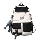 NUFR Cute Backpack Comes with Frog Pendant for free Metal Chain Avocado Green Kawaii Backpack Kawaii Pin Kawaii Pandent (White)