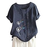 【Característica】 Moda Bambú Impresión Algodón Lino Primavera Verano Informal Camisas Botones Túnica Camiseta Cuello Redondo. Ajuste regular, Puede combinar esta camiseta para mujer con jeans, pantalones, leggings, zapatillas de deporte, sandalias o tacones para completar un look casual. Perfecto para diario,fiesta,trabajo,escuela,interior y exterior.Viaje, vacaciones, citas, fiesta de cumpleaños, salir al paseo, camping, excursiones, cualquier ocasión es perfecta, queda muy bien!