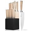 Kangdelun 14 PCS Knife Block Set, Ultra Sharp High Carbon Stainless Steel, Wood Handle