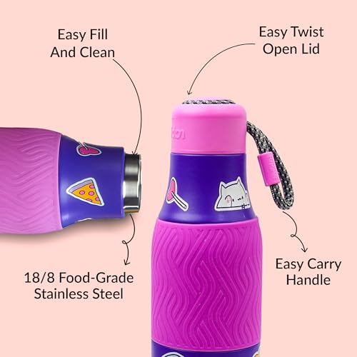 Image of Rabitat ZAPPY Insulated Water Bottle for School Kids 700ml | Steel Water Bottle for Kids | Kids Water Bottle | 1+1 Year Brand Warranty | Hot & Cold Upto 18 Hours | Violet Rover