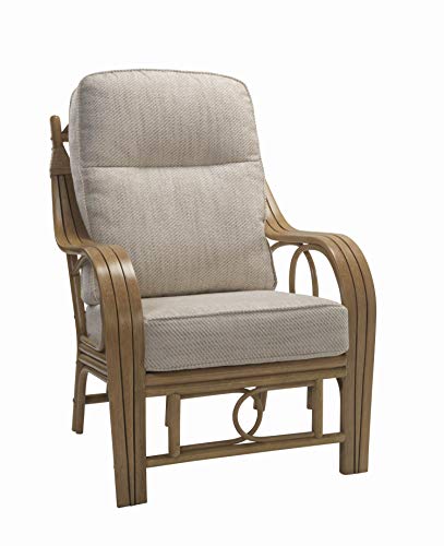 Desser Madrid Armchair in Jasper Fabric – Luxury Real Cane Rattan Indoor Conservatory Furniture with UK Manufactured Cushions – Chair Dimensions: H105cm x W73cm x D88cm