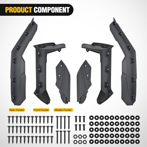 Image of Nilight Front & Rear Extended Fender Flares Compatible with Can-Am Maverick X3 & Max DS RS RC MR Turbo RR 2017-2025 Fenders Mud Guards OEM #715002973