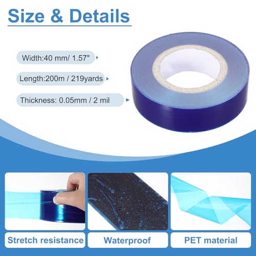 Image of PATIKIL Removable Protective Film Tape, 1.6 Inch x 656 ft PE Surface Protective Scratch Film Tape Roll for Furniture Electrical Appliances Plastic Hardware Medium Stickiness, Blue